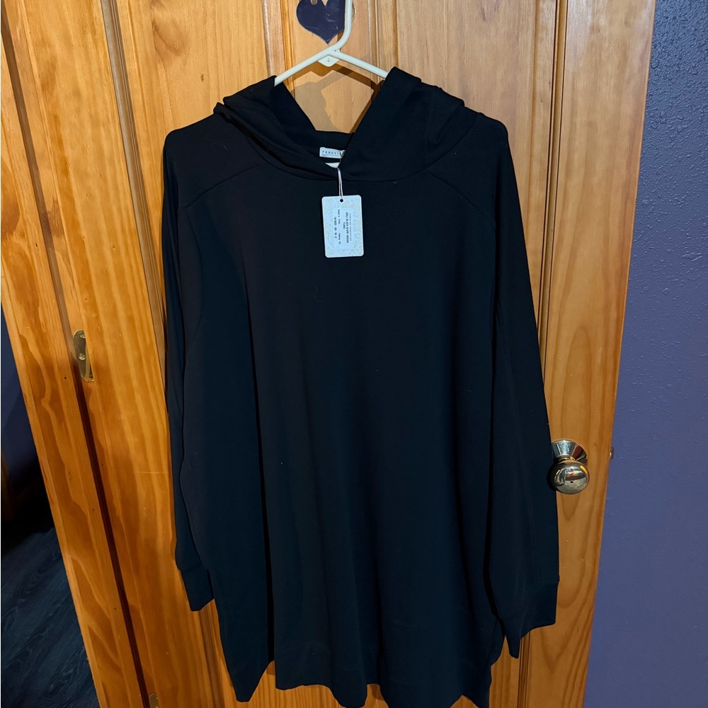 Peruvian Connection Black Avery Hoodie Tunic - XXL